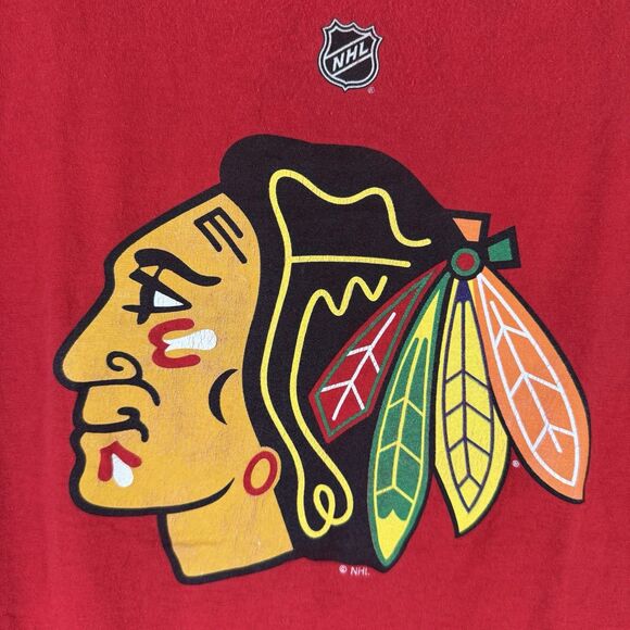 Chicago Blackhawks Shaw NHL Shirt Men's 2XL Red Short Sleeve Crew Neck Reebok - Picture 2 of 7